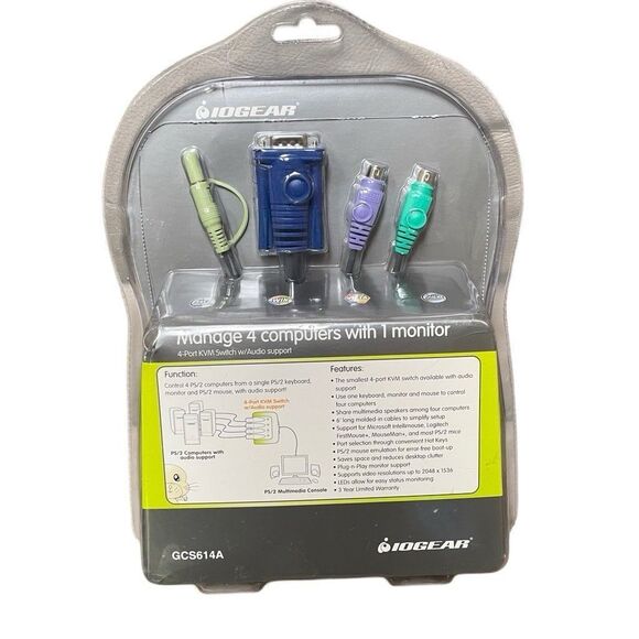 IOGear Model GCS614A Control 4 PS/2 Manager New Old Stock - Picture 2 of 3